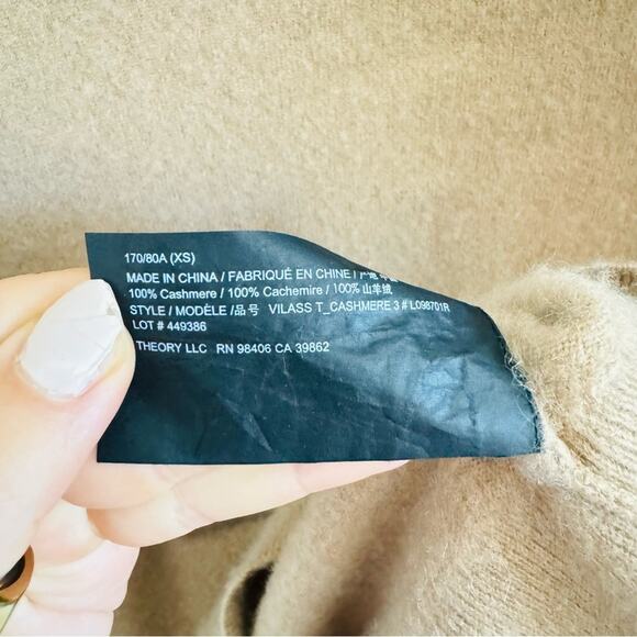 THEORY Camel Khaki Beige Tan Cashmere Solid Pullover Turtleneck Sweater XS - Picture 7 of 11